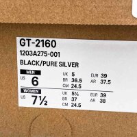 ASICS GT 2160 Unisex Low-Top Sneakers, Size 39, Black/Pure Silver, breathable, cushioned sole, retro design