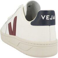Veja V-12 Unisex Sneakers, Leather, Model Marsala Nautico, Size 40, Color White/Red/Black, Extra White, Sustainable Materials