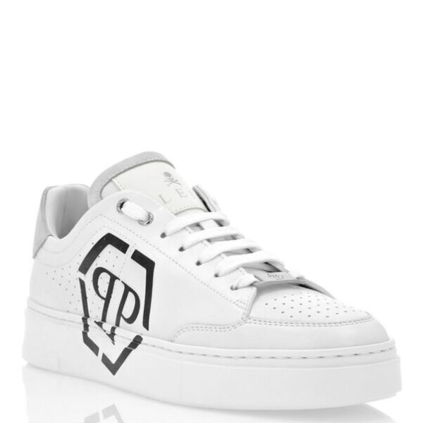 Philipp Plein Carson Hexagon Herren Sneaker, Low-Top, Weiß/Schwarz, Größe 41, sportlich, Logo-Details