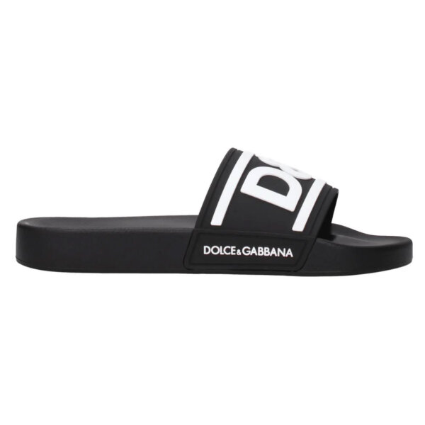 Dolce & Gabbana mens bath slippers, rubber, DG logo, non-slip, black and white