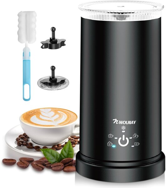 NWOUIIAY ALW-MF07 Electric Milk Frother 5-in-1, 600W, 350ml, Non-Stick, One-Click Operation, for Hot/Cold Milk, Latte, Cappuccino