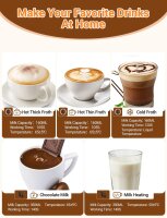 NWOUIIAY ALW-MF07 Electric Milk Frother 5-in-1, 600W, 350ml, Non-Stick, One-Click Operation, for Hot/Cold Milk, Latte, Cappuccino