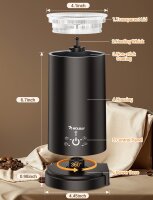 NWOUIIAY ALW-MF07 Electric Milk Frother 5-in-1, 600W, 350ml, Non-Stick, One-Click Operation, for Hot/Cold Milk, Latte, Cappuccino