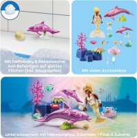 PLAYMOBIL Princess Magic 71501 Mermaid Set with Dolphin Mother and Baby, Accessories, Imaginative Toy for Ages 4 and Up