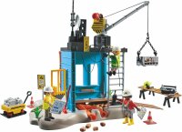 PLAYMOBIL 71650 Action Heroes Construction Site, Set with 3 Figures, Movable Crane, Accessories, Playset for Ages 4 and Up