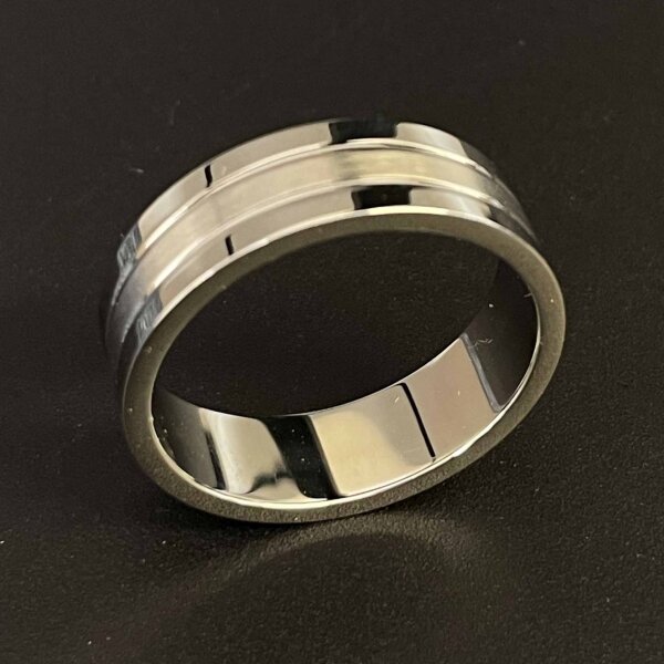 TRENDHIM Mens Ring 25685, Silver, 23.6 mm, Size 74, Flat, Polished & Brushed, Accessory