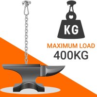 Robust stainless steel swing hook set for punching bags, ceiling mounting indoor/outdoor, including mounting plate, spring hook, swivel joint