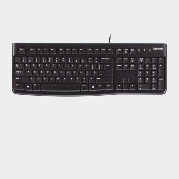 Logitech K120 keyboard, French AZERTY layout, wired, low-profile keys, robust design
