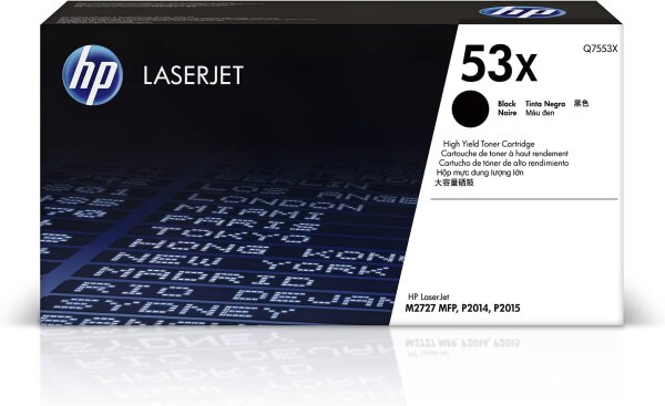 HP 53X Q7553X Toner, Black, Original, High Yield, for LaserJet Printers