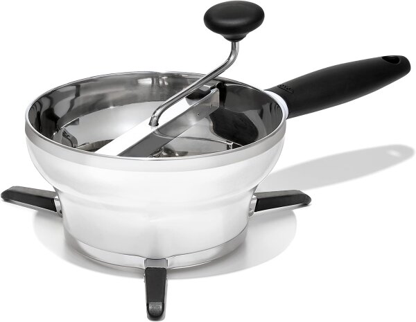 OXO Good Grips Passiermühle groß, Modell 1071478, Edelstahl, ergonomischer Griff, spülmaschinenfest