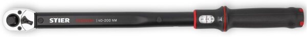 STIER Premium+ torque wrench 904399, 1/2" reversible ratchet, 40-200 Nm, left/right tightening, viewing window on the handle