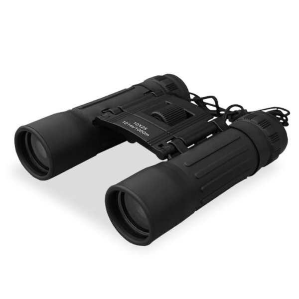 MIL-TEC Fernglas 10x25, faltbar, Modell 15702002, mit Etui, schwarz, kompakt, ideal für Outdoor-Aktivitäten