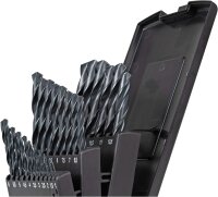 STIER Spiralbohrer Set 902552, 25-tlg., HSS-R, 1-13 mm, Metallbohrer, zylindrischer Schaft, rollgewalzt, DIN 338, Kassette