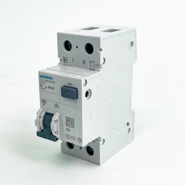 Siemens 5SU13566KK06 Leitungsschutzschalter, 6A, 30mA Fehlerstromschutz, 230V, FI/LS-Kombischalter