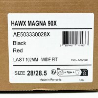 Atomic Hawx Magna 90X ski boots, size 43/44.5, mens, black/red, comfortable fit, all-mountain, sporty