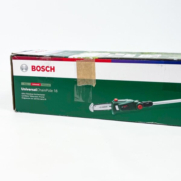 Bosch UniversalChainPole 18 Cordless Telescopic Chainsaw, 18V, 2.5Ah, incl. battery, charger, case, for tree pruning