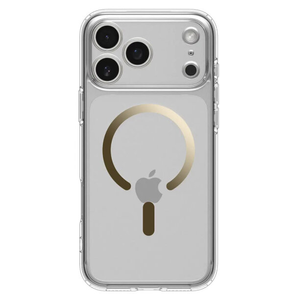 Spigen Ultra Hybrid MagSafe Case for Apple iPhone 17 Pro, transparent gold, shockproof back cover, compatible with MagSafe accessories