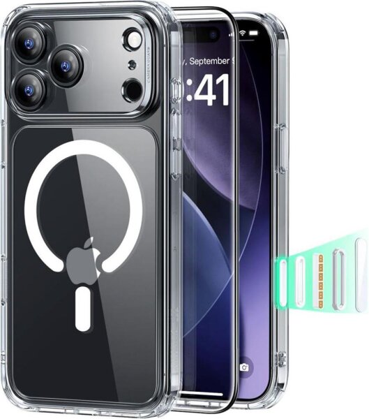 ESR Classic Hybrid HaloLock Case for iPhone 17 Pro, transparent, MagSafe compatible, including screen protector
