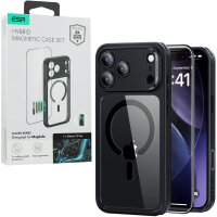 ESR Classic Hybrid Set for iPhone 17 Pro, phone case with MagSafe, tempered glass, black/transparent, shockproof, scratch-resistant