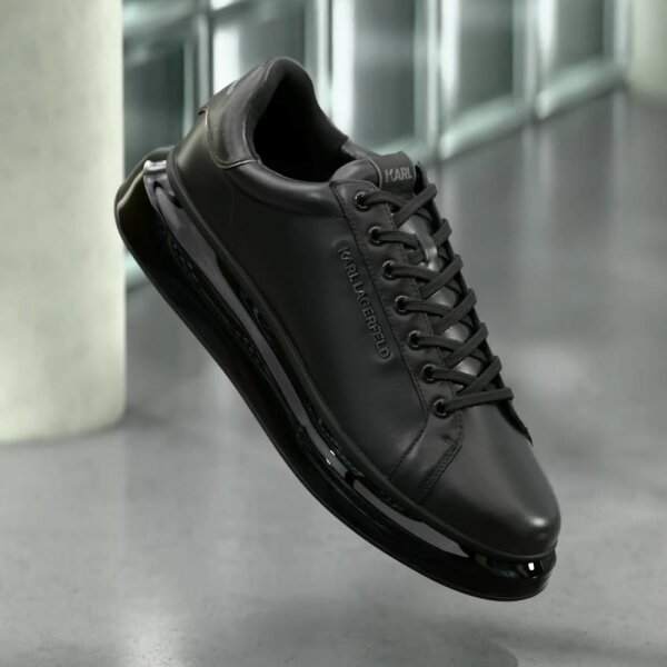 KARL Lagerfeld Kapri Kushion Lace Sneakers for Men, Size 44, Low-Top, Black, Comfortable Sole, Fashionable Design