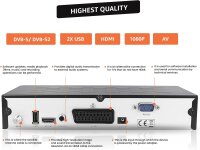 HD-line 20900 Sat Receiver DVB-S/S2, Full HD 1080p, HDMI, SCART, 2x USB, digitaler Satellitenreceiver, vorprogrammiert für Astra, Hotbird, Türksat, einfache Installation, vielseitige Anschlussmöglichkeiten