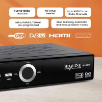 HD-line 20900 Sat Receiver DVB-S/S2, Full HD 1080p, HDMI, SCART, 2x USB, digitaler Satellitenreceiver, vorprogrammiert für Astra, Hotbird, Türksat, einfache Installation, vielseitige Anschlussmöglichkeiten