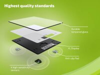 Soehnle 61504 Page Comfort 300 slim, digital kitchen scale, silver, up to 10 kg (accurate to 1 g), sensor touch, ultra-flat design, electronic household scale including batteries