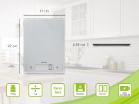 Soehnle 61504 Page Comfort 300 slim, digital kitchen scale, silver, up to 10 kg (accurate to 1 g), sensor touch, ultra-flat design, electronic household scale including batteries