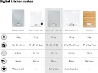 Soehnle 61504 Page Comfort 300 slim, digital kitchen scale, silver, up to 10 kg (accurate to 1 g), sensor touch, ultra-flat design, electronic household scale including batteries