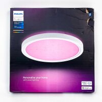 Philips Hue 929003823501 Tento Devote LED Panel, smart ceiling light, white & colored, flat frame, controllable via app, ideal for living room, kitchen, hallway, versatile indoor lighting