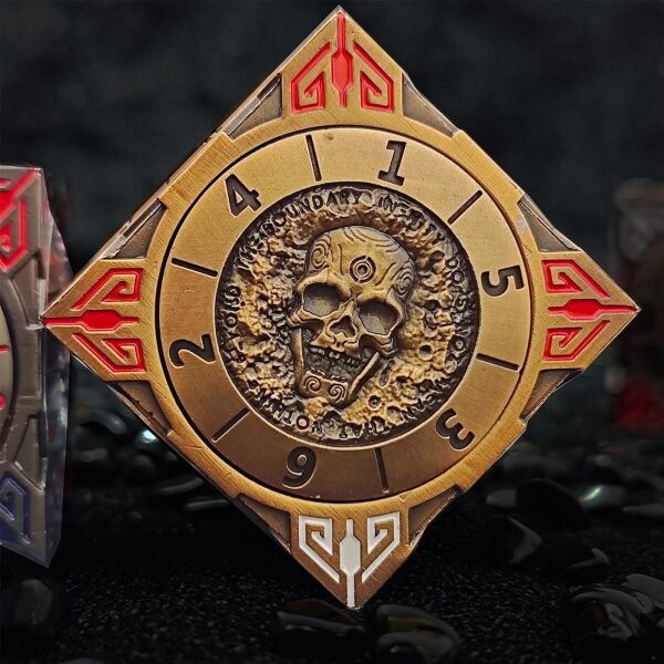 D&D Würfelset 2025, 3D-geprägt, 7-in-1 Metallwürfel, Polyedrisch, Antikgold, Rollenspiel-Zubehör für Dungeons & Dragons, Fantasy Tischspiele, langlebig, stilvoll, perfekte Balance