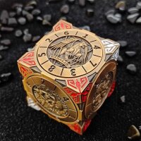 D&D Würfelset 2025, 3D-geprägt, 7-in-1 Metallwürfel, Polyedrisch, Antikgold, Rollenspiel-Zubehör für Dungeons & Dragons, Fantasy Tischspiele, langlebig, stilvoll, perfekte Balance