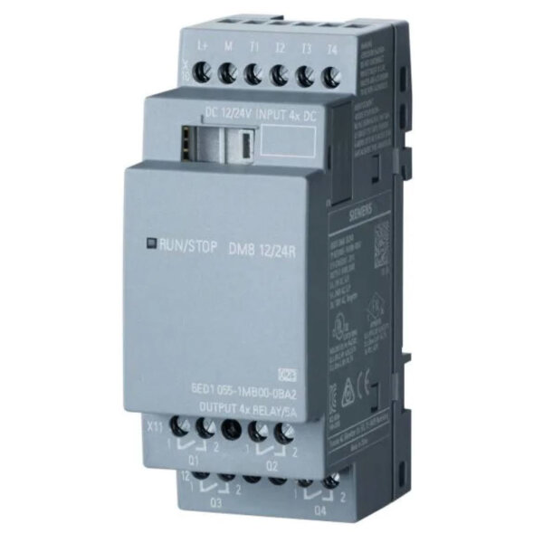 Siemens LOGO! 8 Expansion Module 6ED1055-1MB00-0BA2, DM8 12/24R, Digital Module, 4 Inputs, 4 Relay Outputs, Flexible Expansion for LOGO! Controllers, Compact, Easy Installation
