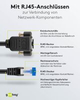 goobay 65644 CAT6A Network Cable Extension 3m, S/FTP, RJ45 Male to RJ45 Female with Mounting Flange, 500 MHz, Ethernet Extension, Black, Copper, for Stable Data Transmission