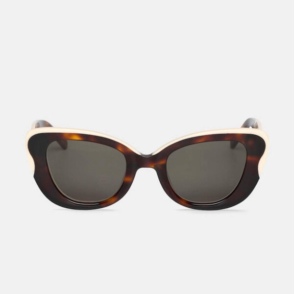 Mr. Boho Caparica BIG 26-11 Cat-Eye Sunglasses, Acetate, Black-Cream, 49-22-145, Stylish, Striking, Lightweight Frame, UV Protection, Fashionable Design