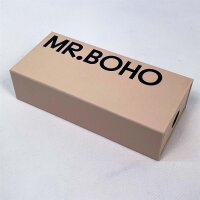 Mr. Boho Caparica BIG 26-11 Cat-Eye Sunglasses, Acetate, Black-Cream, 49-22-145, Stylish, Striking, Lightweight Frame, UV Protection, Fashionable Design