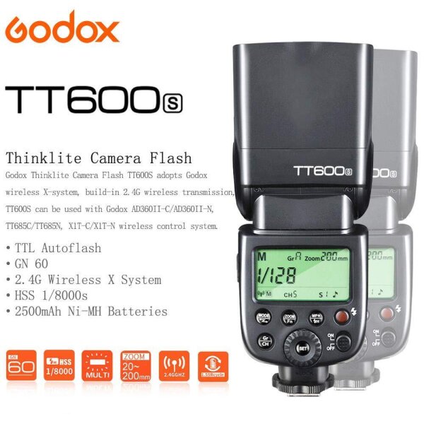 GODOX TT600S Flash Unit, Model TT600S, Camera Flash for Sony, GN60 Guide Number, Wireless Speedlite, Versatile Flash Modes, Fast Recycle Time, Compatible with Sony DSLR/DSLM, Ideal for Creative Photography