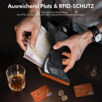 TENBST HW1069 Ultra-thin Mens Wallet, Slim Wallet with Coin Pocket & RFID Protection, Luxury Wallet for 10 Cards, Premium Card Case, Black-Orange, Stylish & Compact