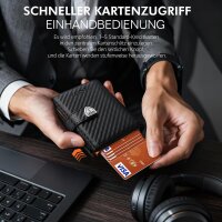 TENBST HW1069 Ultra-thin Mens Wallet, Slim Wallet with Coin Pocket & RFID Protection, Luxury Wallet for 10 Cards, Premium Card Case, Black-Orange, Stylish & Compact