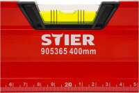 STIER 905365 Premium Spirit Level 400 mm, Magnetic, 3 vials incl. mirror plumb bob, precise 0.5 mm/m, vertical & horizontal measurement, aluminum alloy, double milled surface
