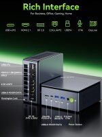 GMKtec M7 Pro Ultra Mini-PC, Ryzen 7 PRO 6850U, 32GB DDR5, 1TB SSD, Oculink, Dual 2.5G LAN, USB 4.0, HDMI 2.1, USB-C, kompakter Gaming-Desktop, vielseitige Anschlussmöglichkeiten