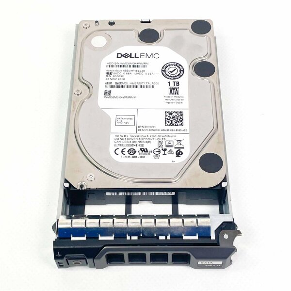 Dell WJ038 1TB hard drive, SCSI, 7200rpm, 3.5 inch, 5V/0.68A, 12V/0.55A, reliable storage for servers and workstations