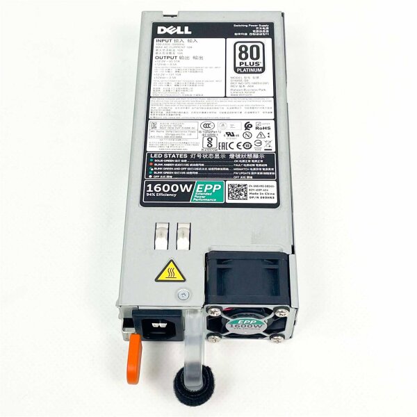 Dell 1600W Netzteil T630 Platinum, Server Power Supply, Output +12.2V/65.57A, +12Vsb/3.5A, effizientes Hochleistungsnetzteil für Dell Server, zuverlässige Stromversorgung