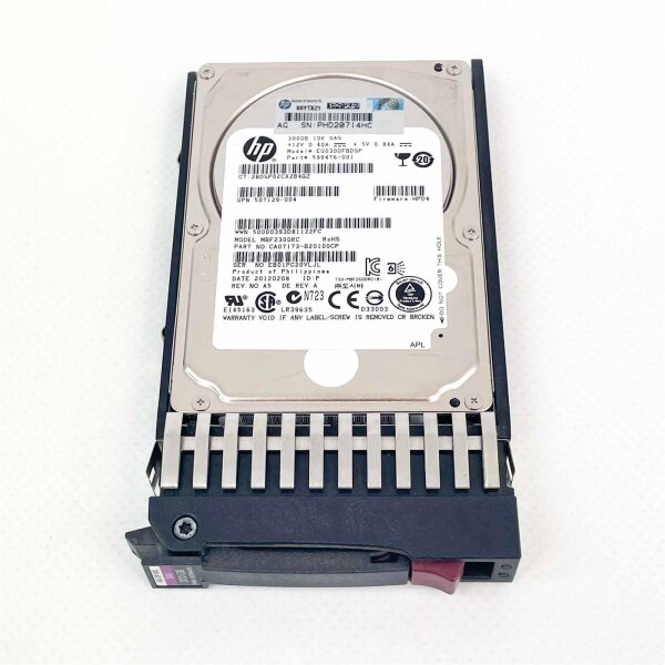 HP SAS Hard Drive 300GB, 10K RPM, 6G SFF, Dual Port, Model 597609-001, Hot-Swap, Enterprise HDD, High Reliability, Compact for Servers and Storage Systems