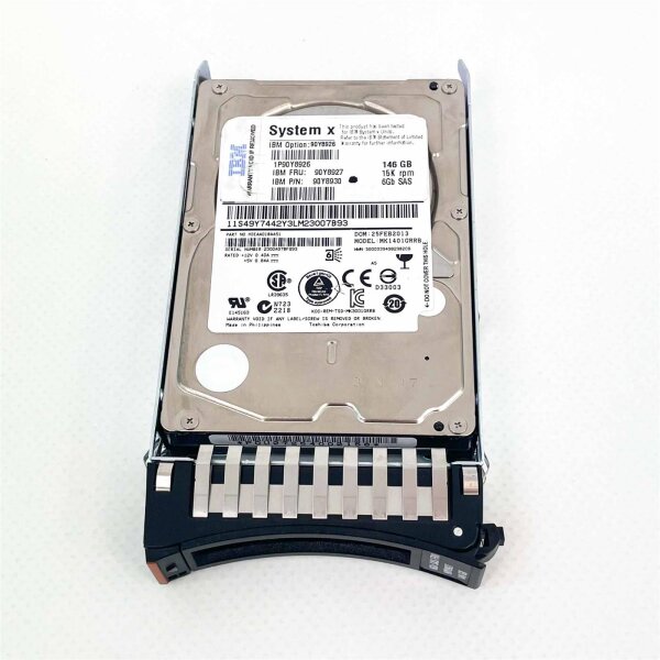 IBM 146GB hard drive, 15K RPM, SAS, model 90Y8927 – High-performance drive for servers and storage systems, fast data transfer, reliable data storage, ideal for professional applications