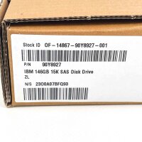 IBM 146GB hard drive, 15K RPM, SAS, model 90Y8927 – High-performance drive for servers and storage systems, fast data transfer, reliable data storage, ideal for professional applications