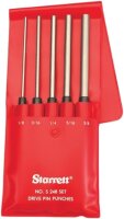 Starrett S248PC Pin Punch Set, 1/8"-3/8" Pin Diameter, 8" Length, 3-1/2" Pin, Heavy Duty Drive Pin Punch Set, Red Vinyl Pouch, Precision Metalworking, Durable, Versatile