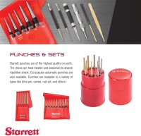 Starrett S248PC Pin Punch Set, 1/8"-3/8" Pin Diameter, 8" Length, 3-1/2" Pin, Heavy Duty Drive Pin Punch Set, Red Vinyl Pouch, Precision Metalworking, Durable, Versatile