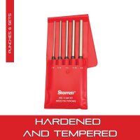 Starrett S248PC Pin Punch Set, 1/8"-3/8" Pin Diameter, 8" Length, 3-1/2" Pin, Heavy Duty Drive Pin Punch Set, Red Vinyl Pouch, Precision Metalworking, Durable, Versatile