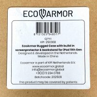 EcoArmor KPI-250368 Protective Case for iPad 11th Gen, Robust Housing, Integrated Screen Protector, Stand, Shockproof, Black